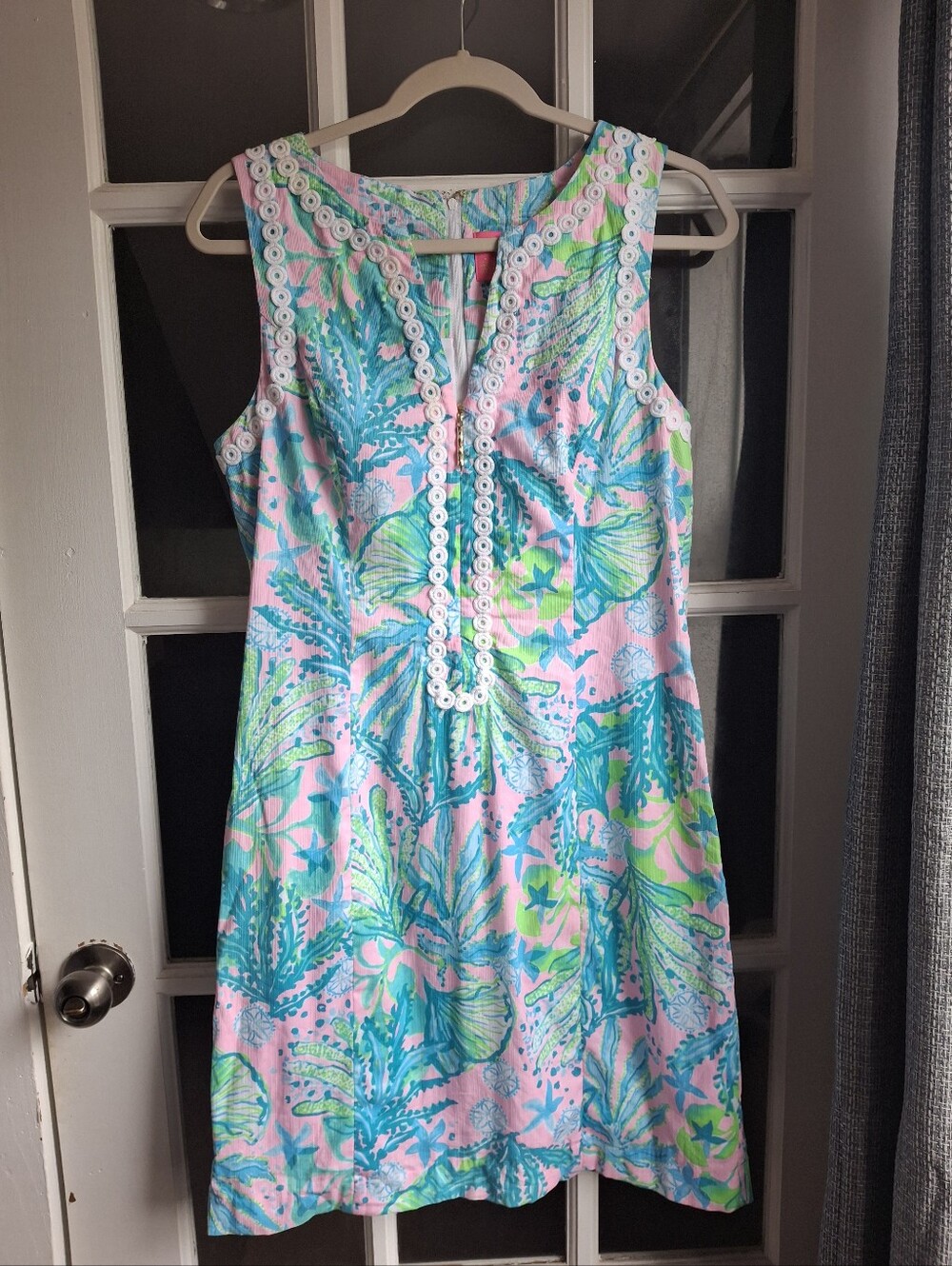 Lilly Pulitzer Delila Stretch Shift Dress Mandevilla Baby Hip Nautic EUC Size 10
